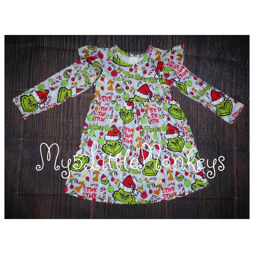 Grinch Stole Christmas Girls Long Sleeve Dress